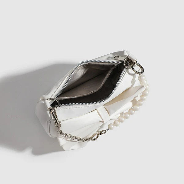 Elegant Bow Handbag | Pearl Chain Mini Shoulder Bag